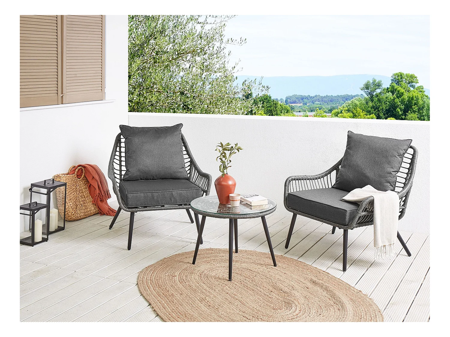 Ensemble de housses de coussins d'extérieur LAURETO Gris foncé