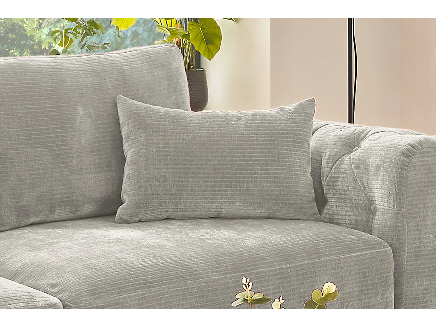 Coussin - argent Velours côtelé - SEPHI