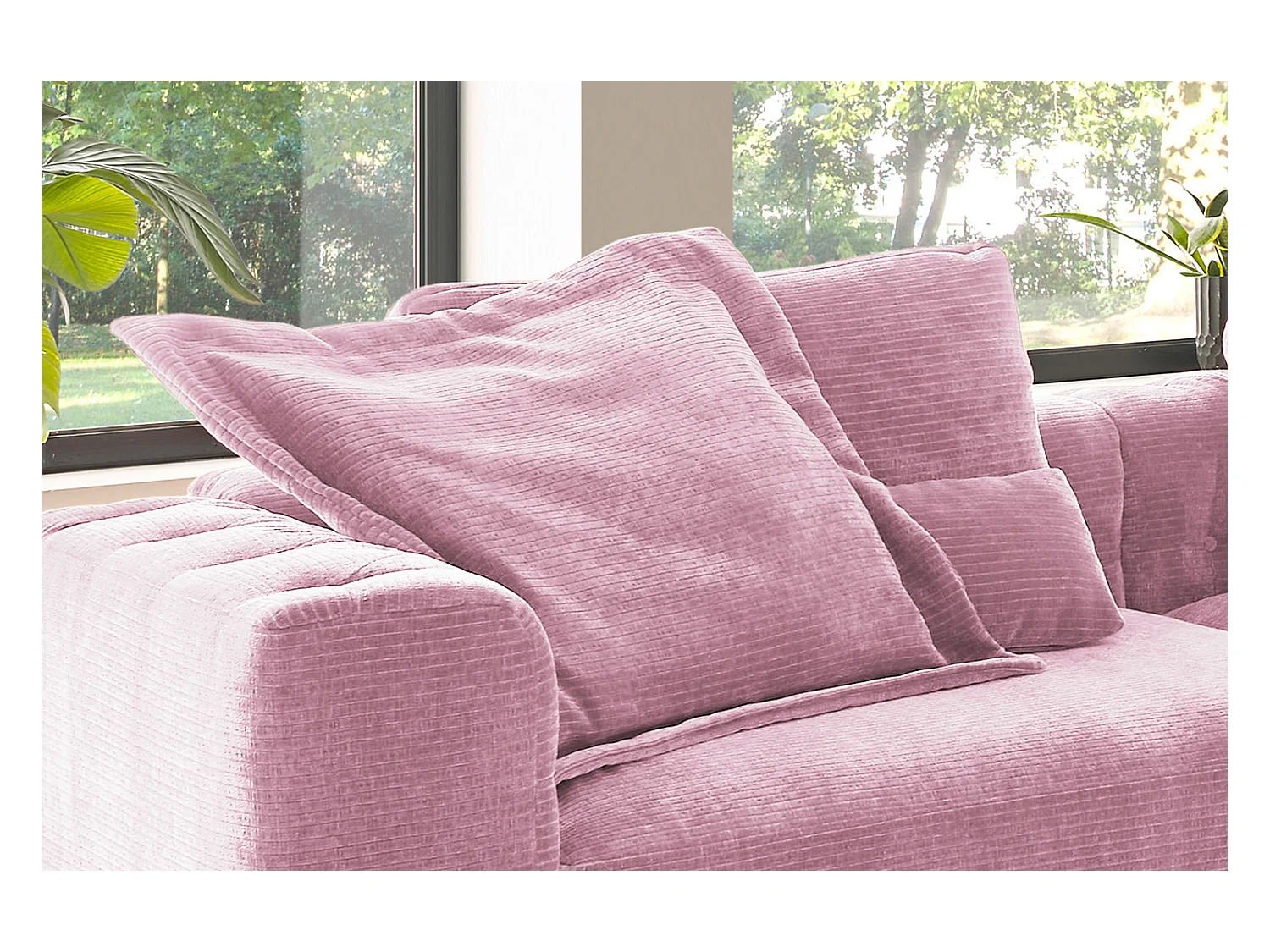 Coussin - Rose Velours côtelé - SEPHI