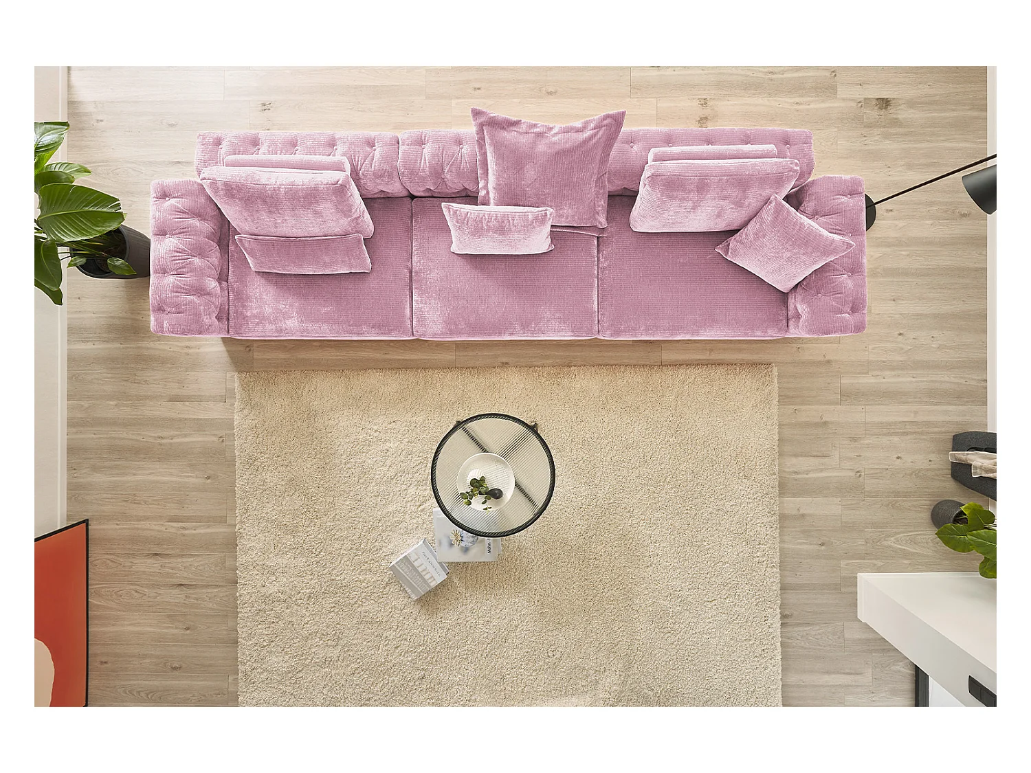 Coussin - Rose Velours côtelé - SEPHI