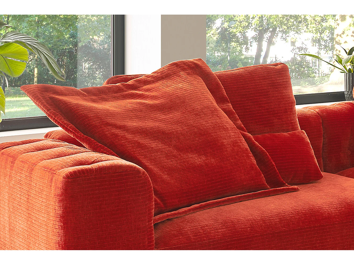 Cuscino Flutter - Rosso Velluto a coste - SEPHI