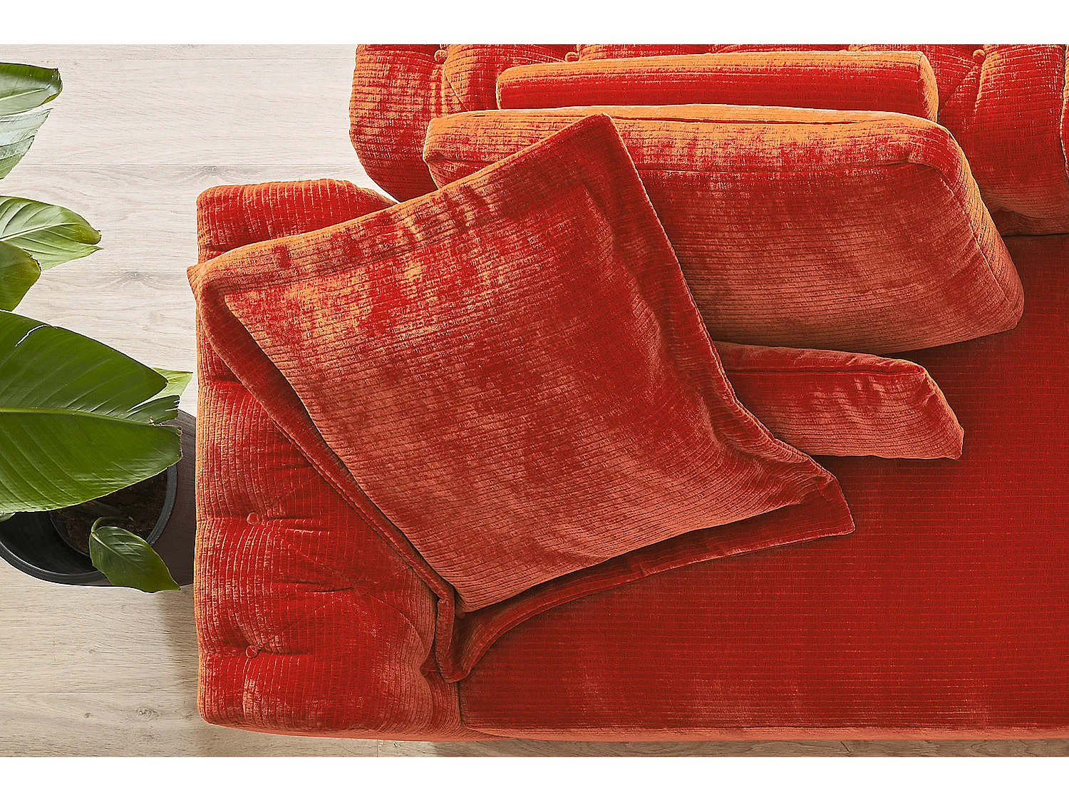 Cuscino Flutter - Rosso Velluto a coste - SEPHI