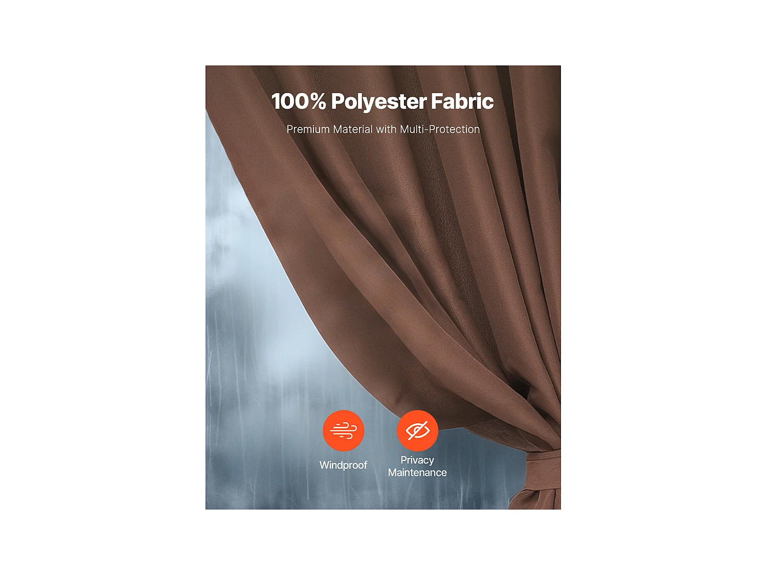 Rideau d'Intimité Imperméable Tonnelle SucceBuy Rideau d'Intimité Imperméable en Polyester pour Tonnelle 365.76 × 304.8 × 213.36 cm Café