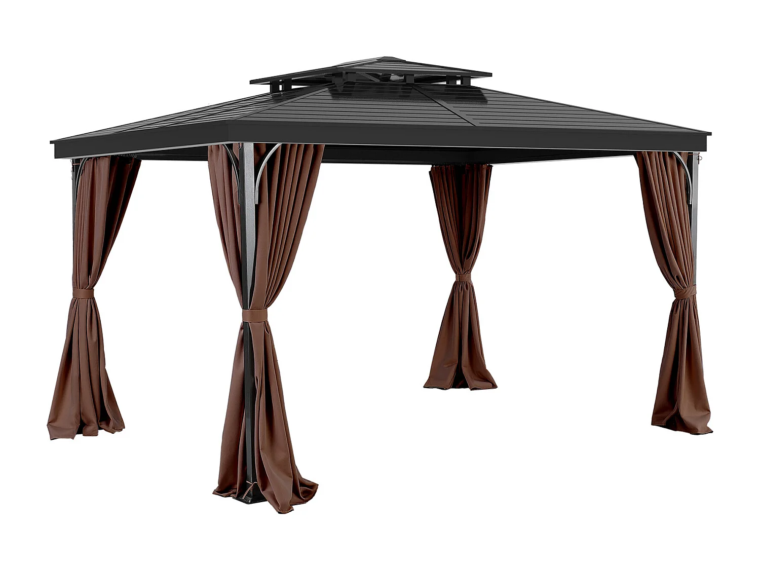 Rideau d'Intimité Imperméable Tonnelle SucceBuy Rideau d'Intimité Imperméable en Polyester pour Tonnelle 365.76 × 304.8 × 213.36 cm Café