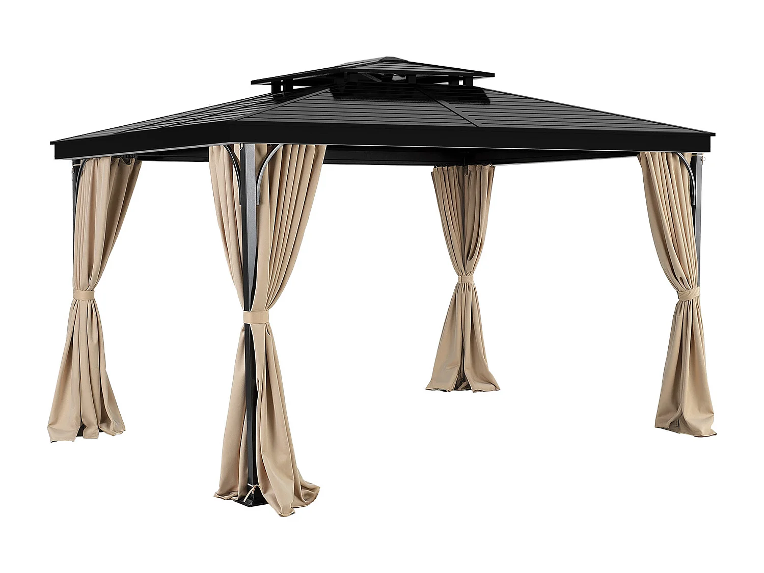 Rideau d'Intimité Imperméable Tonnelle SucceBuy Rideau d'Intimité Imperméable pour Tonnelle 4 Panneaux 365.76 × 304.8 × 213.36 cm Kaki