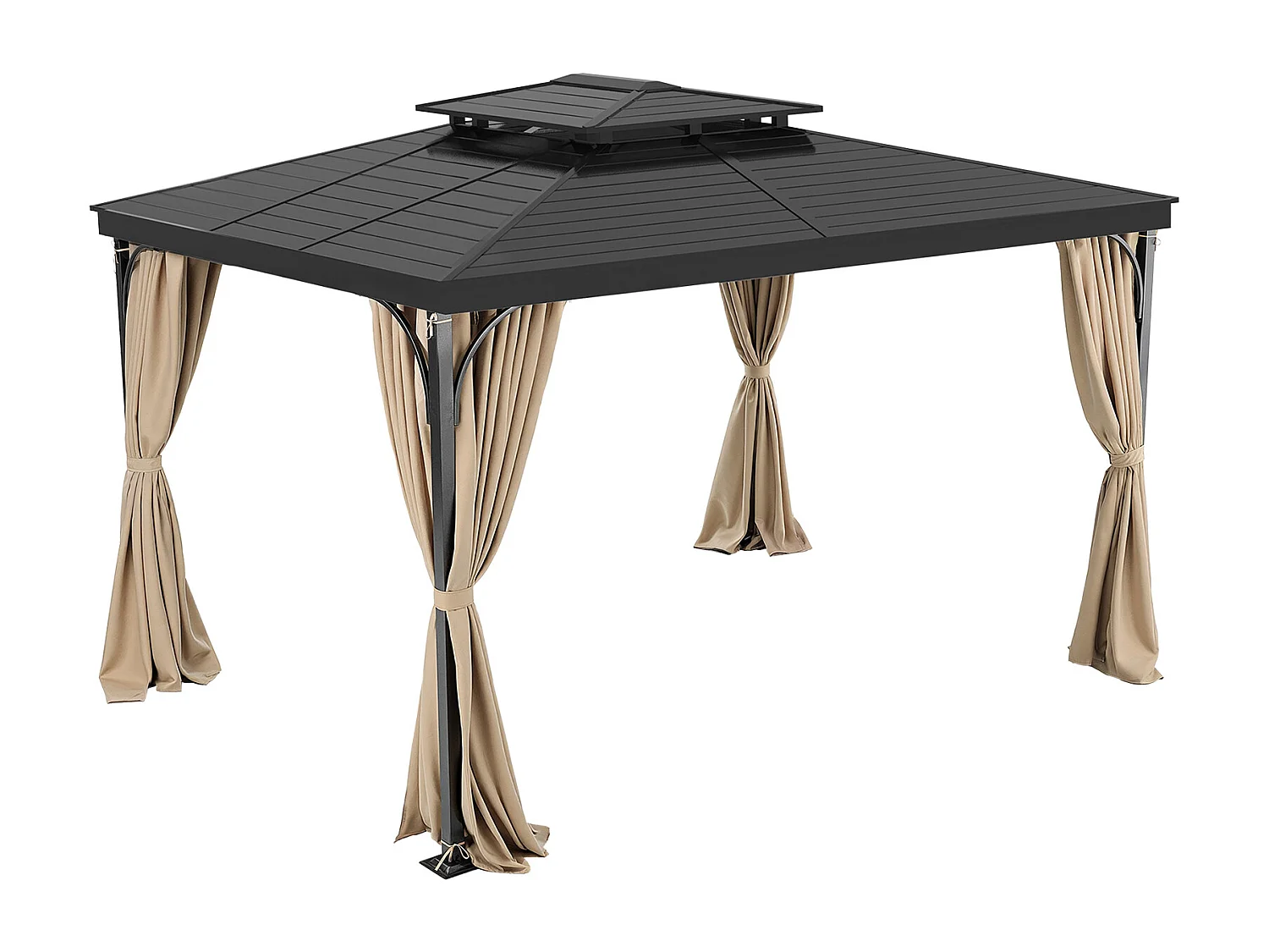 Cortina de Privacidad Impermeable para Cenador SucceBuy Cortina de Privacidad Impermeable para Cenador, 4 Paneles, 365.76 × 304.8 × 213.36 cm, Caqui