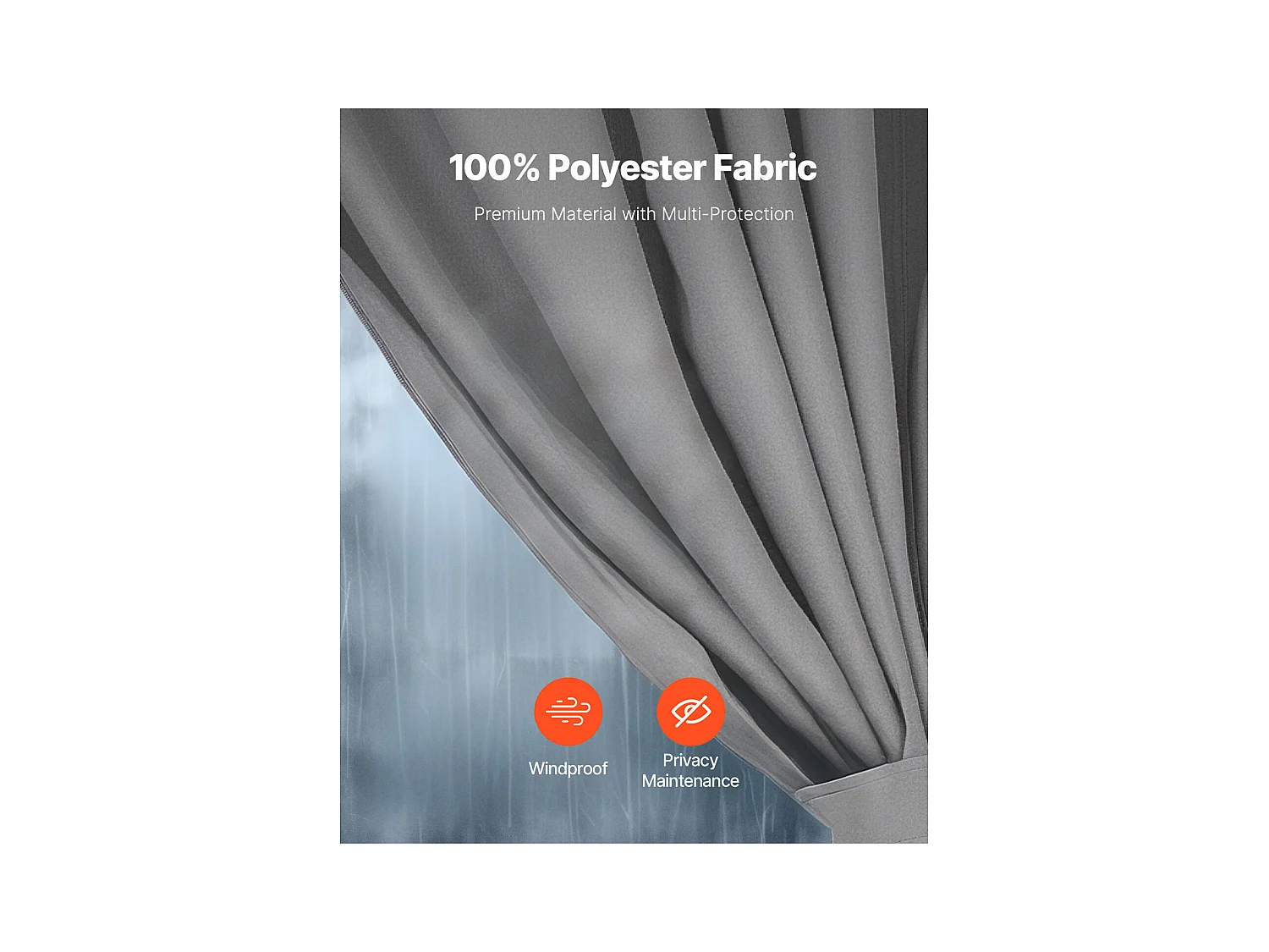 Rideau d'Intimité Imperméable Tonnelle SucceBuy Rideau d'Intimité Imperméable pour Tonnelle 4 Panneaux 365.76 × 304.8 × 204.21 cm Gris