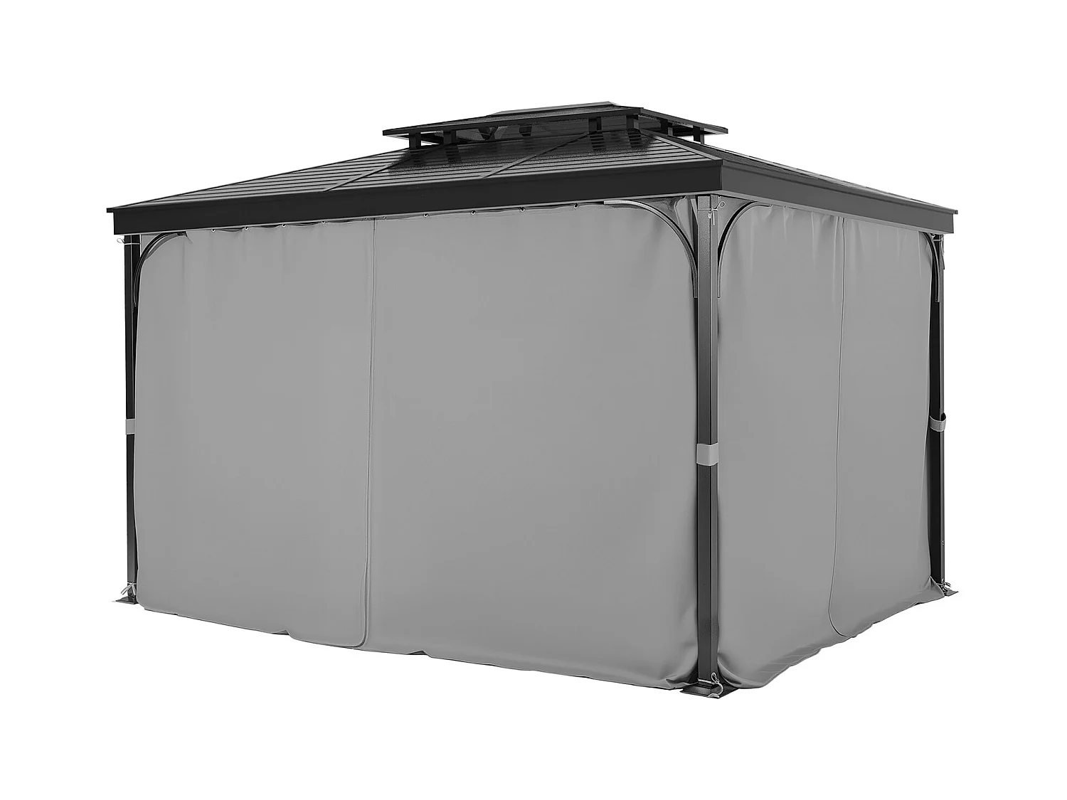 Rideau d'Intimité Imperméable Tonnelle SucceBuy Rideau d'Intimité Imperméable pour Tonnelle 4 Panneaux 365.76 × 304.8 × 204.21 cm Gris