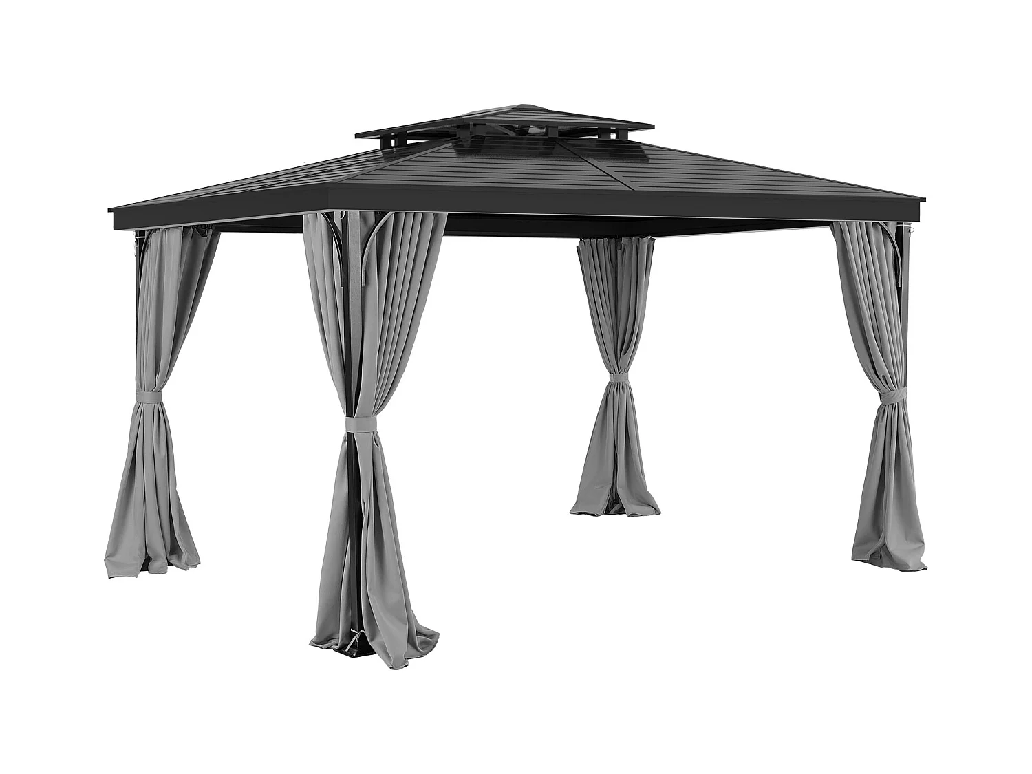 Rideau d'Intimité Imperméable Tonnelle SucceBuy Rideau d'Intimité Imperméable pour Tonnelle 4 Panneaux 365.76 × 304.8 × 204.21 cm Gris