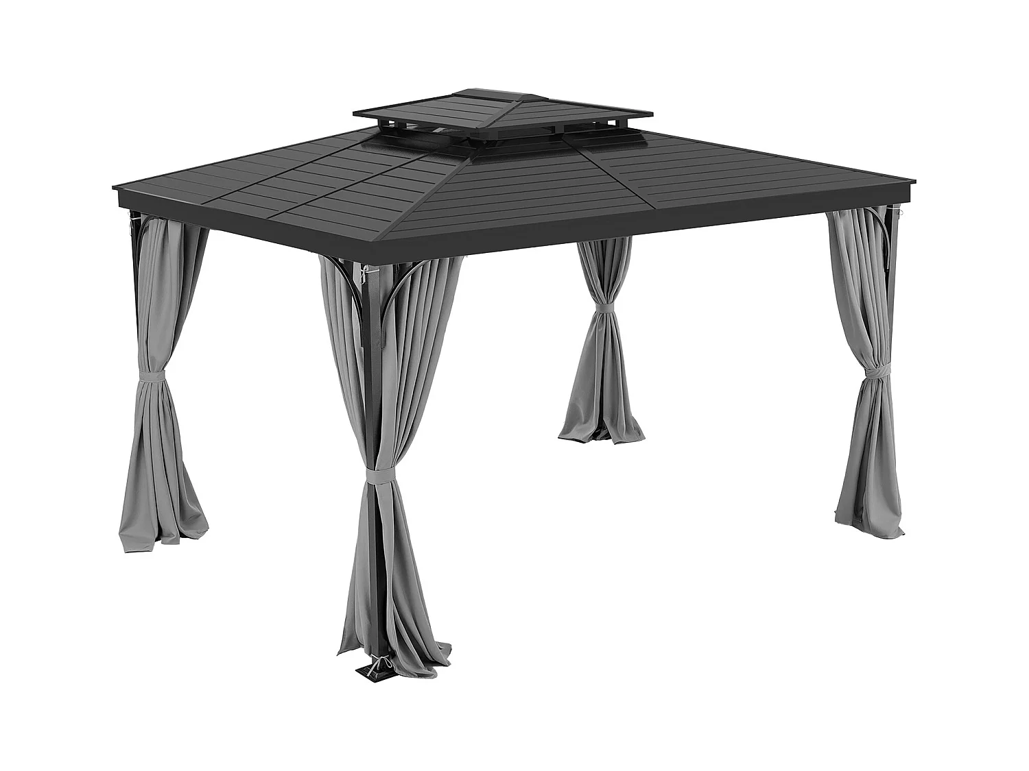 Rideau d'Intimité Imperméable Tonnelle SucceBuy Rideau d'Intimité Imperméable pour Tonnelle 4 Panneaux 365.76 × 304.8 × 204.21 cm Gris