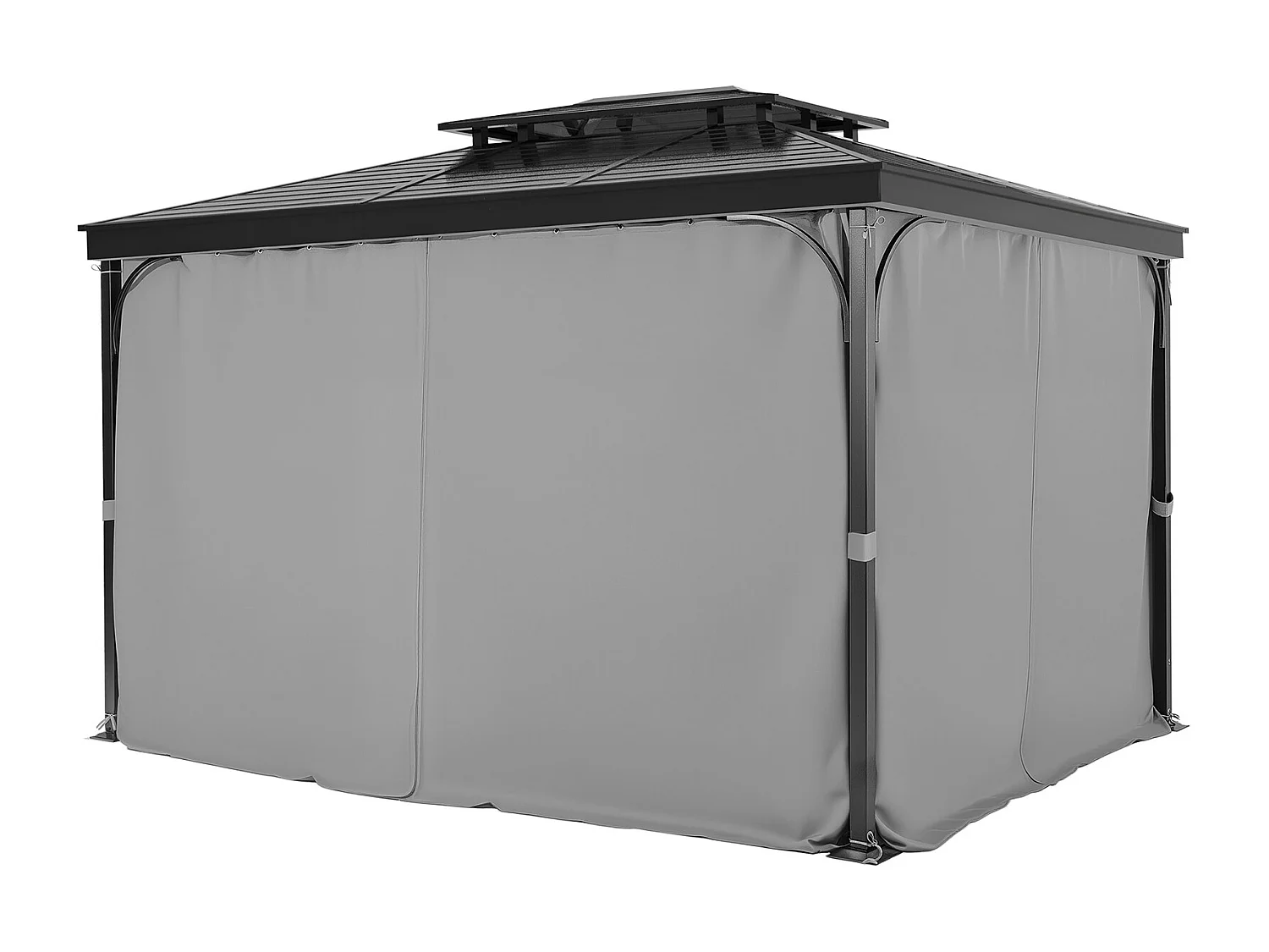 Rideau d'Intimité Imperméable Tonnelle SucceBuy Rideau d'Intimité Imperméable pour Tonnelle 4 Panneaux 365.76 × 304.8 × 204.21 cm Gris