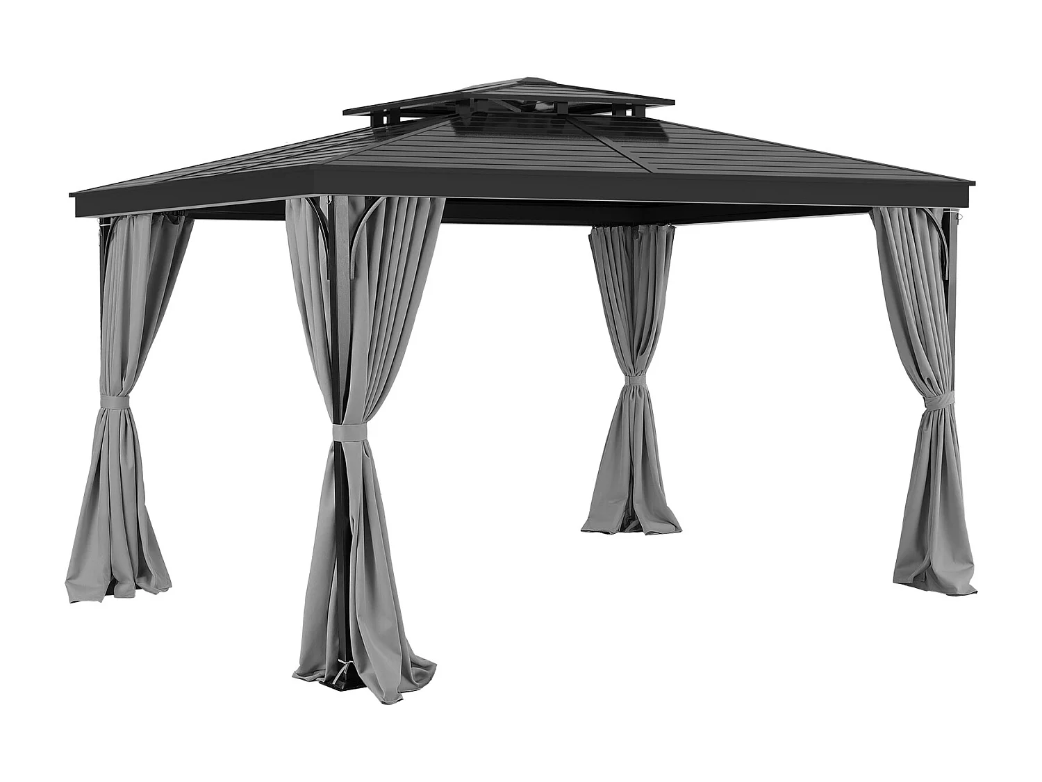 Rideau d'Intimité Imperméable Tonnelle SucceBuy Rideau d'Intimité Imperméable pour Tonnelle 4 Panneaux 365.76 × 304.8 × 204.21 cm Gris