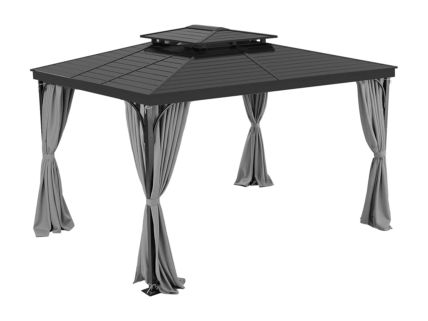 Rideau d'Intimité Imperméable Tonnelle SucceBuy Rideau d'Intimité Imperméable pour Tonnelle 4 Panneaux 365.76 × 304.8 × 204.21 cm Gris
