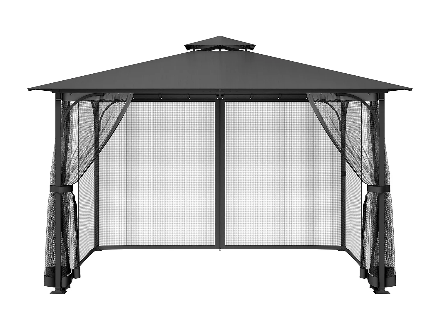 Tuintent SucceBuy Gazebo-Muggennet 304,8 x 396,2 x 207,3 cm, Gaasnet voor Buitengazebo met Dubbele Rits, Insectengordijn voor Tuinpatio, Alleen het Net