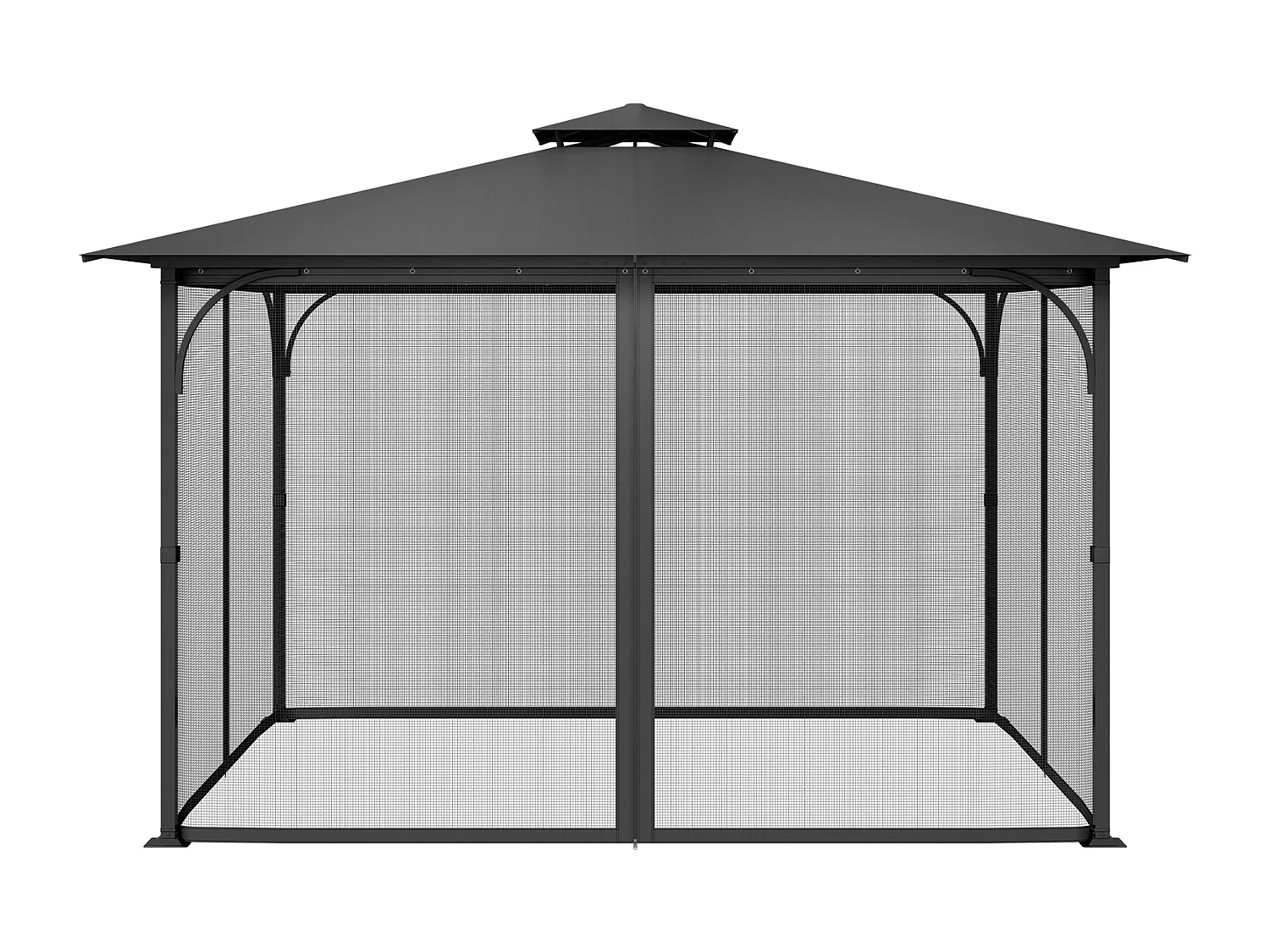 Tuintent SucceBuy Gazebo-Muggennet 304,8 x 396,2 x 207,3 cm, Gaasnet voor Buitengazebo met Dubbele Rits, Insectengordijn voor Tuinpatio, Alleen het Net
