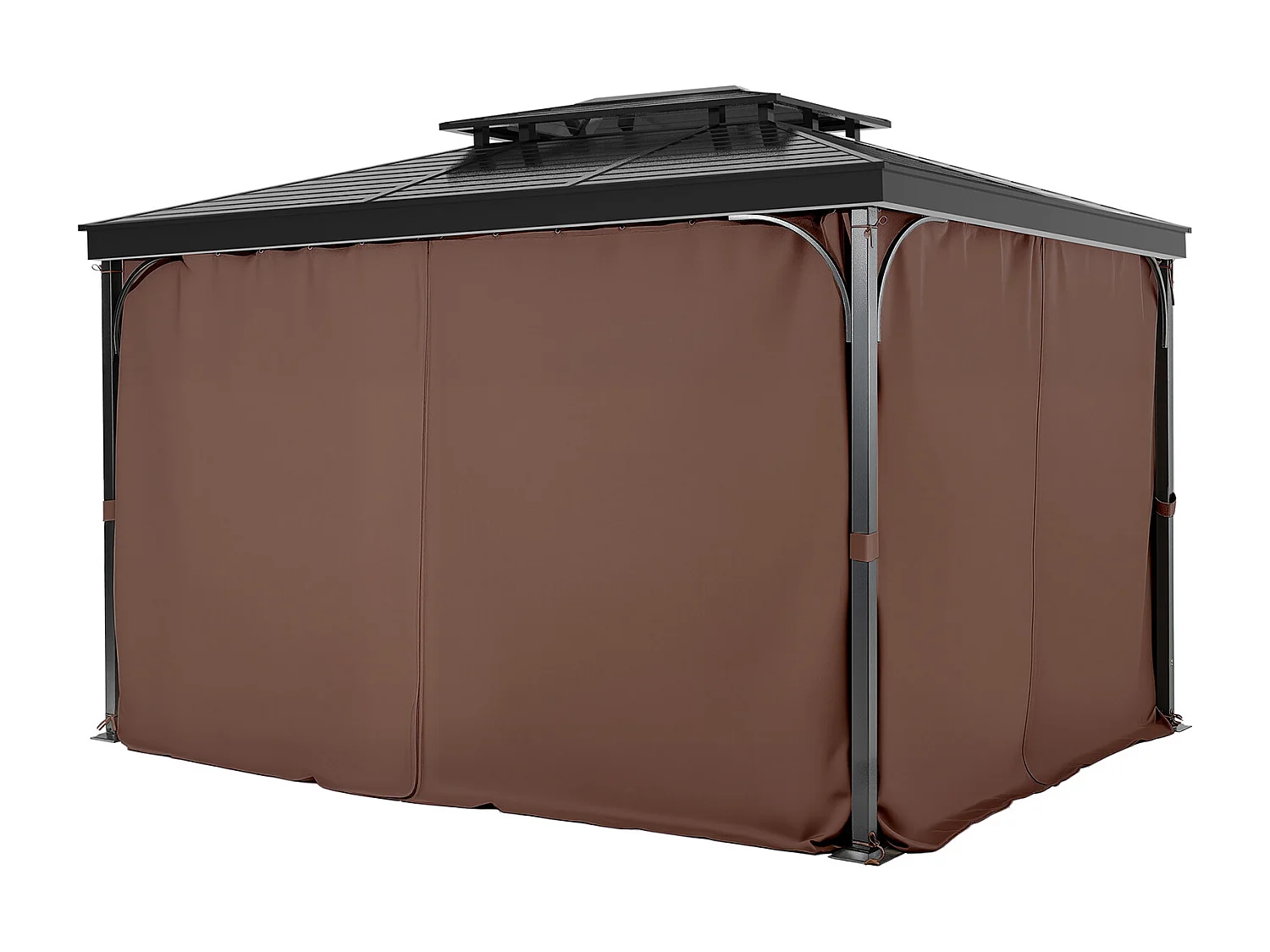 Rideau d'Intimité Imperméable Tonnelle SucceBuy Rideau de Confidentialité Imperméable pour Gazebo 365.76 × 365.76 × 210.31 cm, Couleur Café