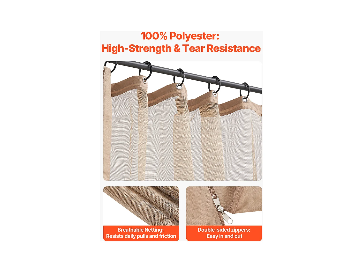 Tonnelle Barnum de Jardin SucceBuy Écran de Remplacement pour Tonnelle de Patio de 304.8 x 365.76 x 222.5 cm, Filet Seulement