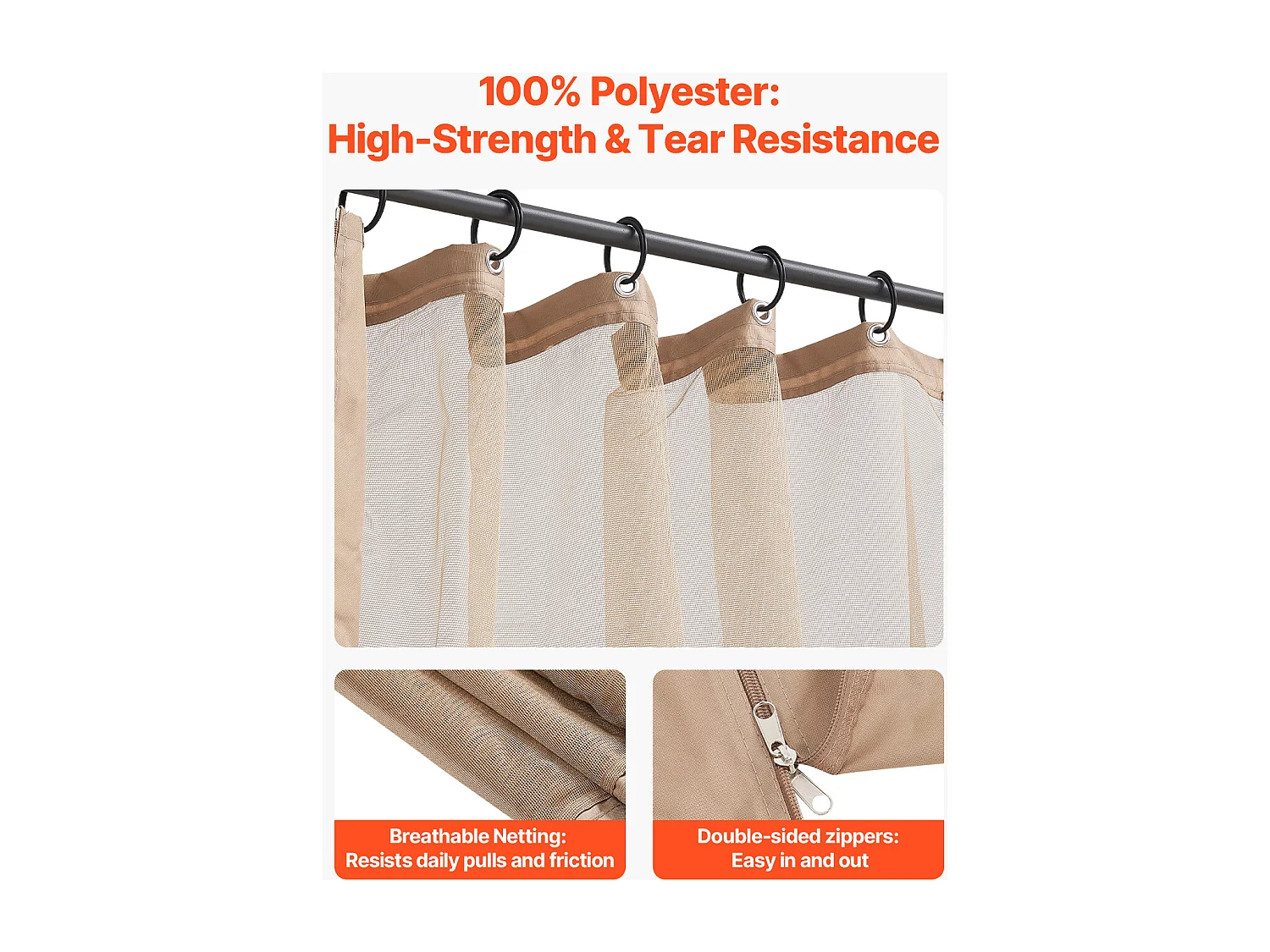 Gartenzelt SucceBuy Ersatz-Fliegengitter für Terrassenpavillon (304.8 x 365.76 x 222.5 cm), Nur Netz