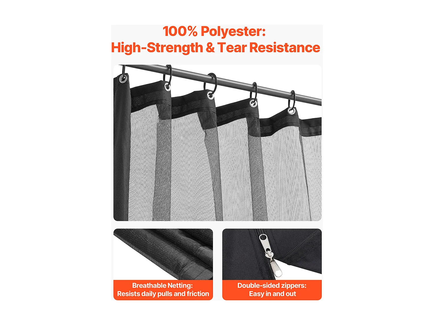 Tonnelle Barnum de Jardin SucceBuy Moustiquaire pour Pavillon de Jardin 305 x 305 x 204 cm - Filet Seulement