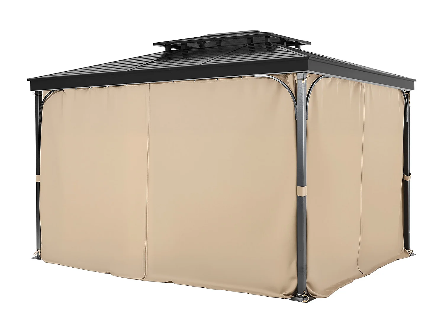 Rideau d'Intimité Imperméable Tonnelle SucceBuy Rideau Imperméable pour Tonnelle 4 Panneaux 365.76 × 304.8 × 204.21 cm Couleur Kaki