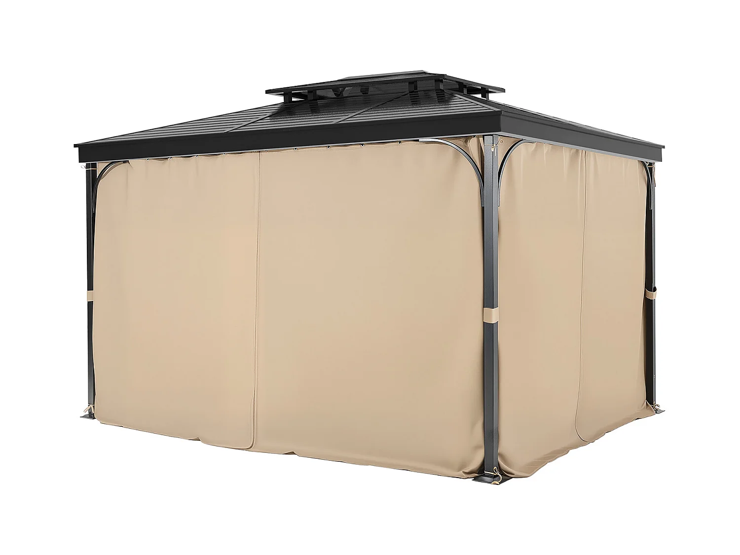 Rideau d'Intimité Imperméable Tonnelle SucceBuy Rideau d'Intimité pour Gazebo 396.24 × 304.8 × 213.36 Panneaux Extérieurs Imperméables Kaki