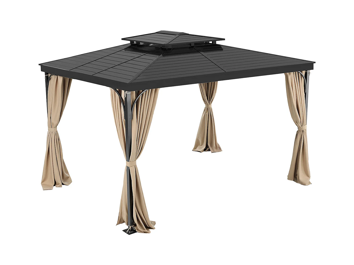 Rideau d'Intimité Imperméable Tonnelle SucceBuy Rideau d'Intimité pour Gazebo 396.24 × 304.8 × 213.36 Panneaux Extérieurs Imperméables Kaki