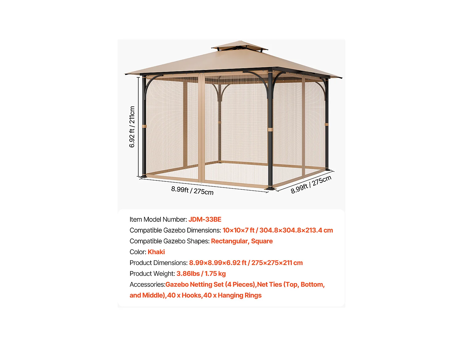 Tonnelle Barnum de Jardin SucceBuy Tonnelle Barnum de Jardin 305 x 305 x 213.5 cm - Filet Inclus