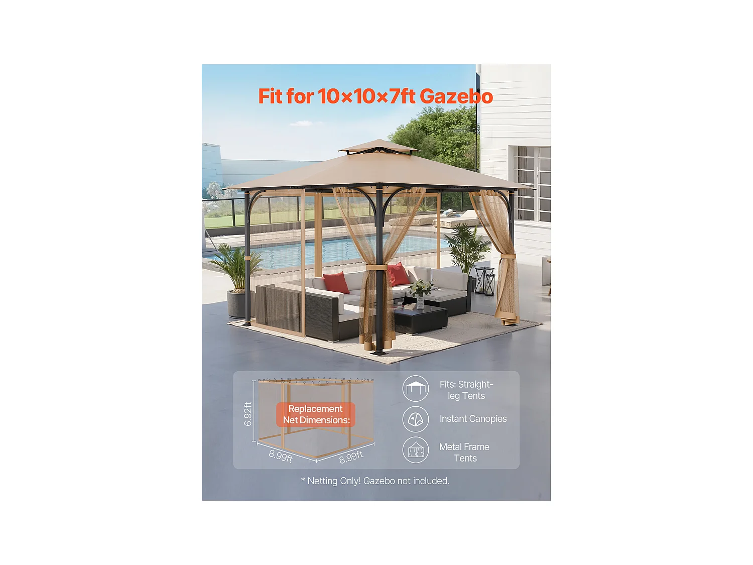 Tonnelle Barnum de Jardin SucceBuy Tonnelle Barnum de Jardin 305 x 305 x 213.5 cm - Filet Inclus