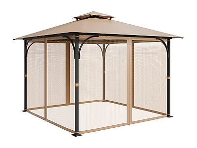 Tenda da Giardino SucceBuy Schermo per Gazebo da 305 x 305 x 213.5 cm, Rete a Maglie per Esterni con Doppia Cerniera, Tenda Anti-Insetti per Giardino e Patio
