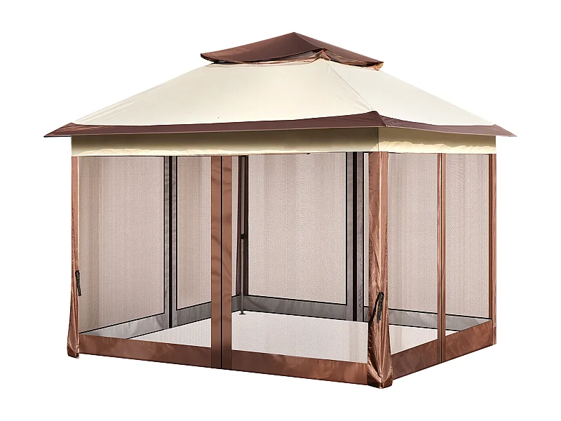 Gazebo Da Giardino SucceBuy Tenda Da Giardino Retrattile 335,28 x 335,28 cm Con Rete A Maglia, Adatto Per 8 A 10 Persone