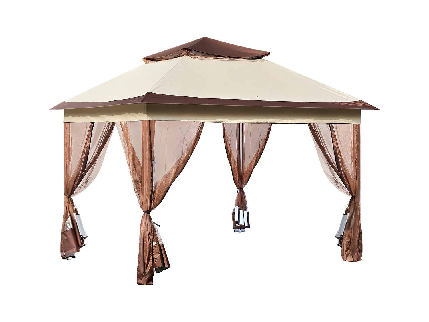 Tonnelle de jardin SucceBuy Tente de jardin Escamotable 335.28 x 335.28cm avec Filet en Maille, Convient pour 8 à 10 Personnes