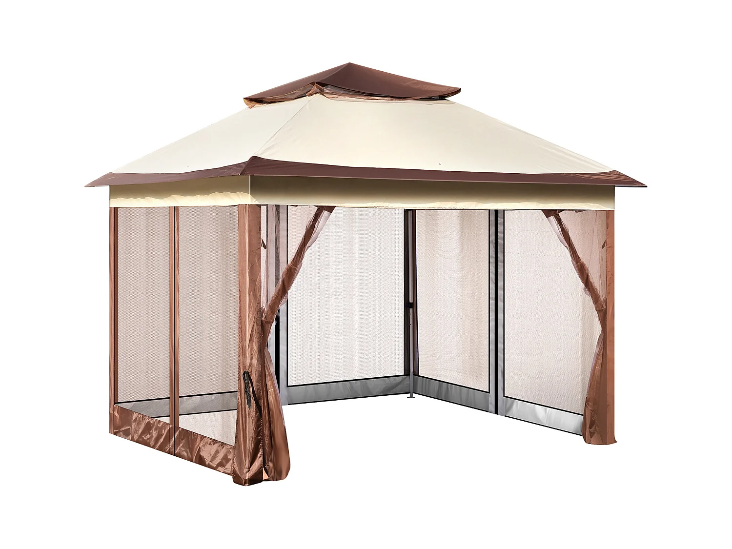 Tonnelle de jardin SucceBuy Tente de jardin Escamotable 335.28 x 335.28cm avec Filet en Maille, Convient pour 8 à 10 Personnes