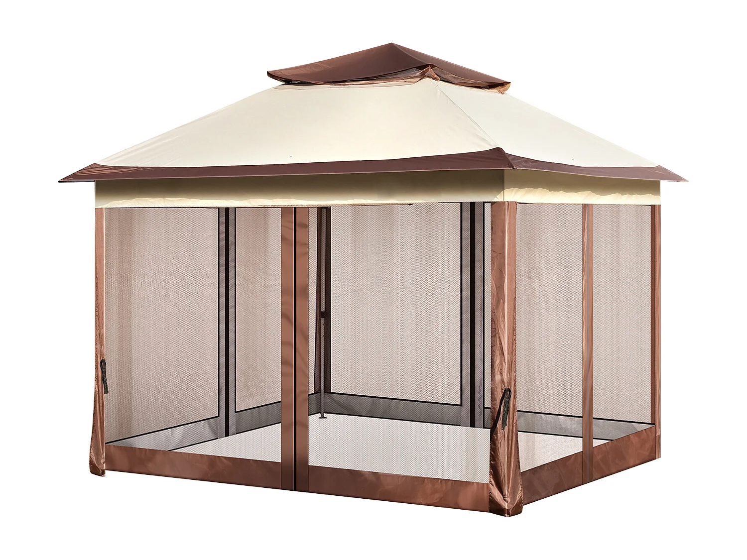 Gartenpavillon SucceBuy Klappbares Gartenzelt 335,28 x 335,28 cm Mit Netzgewebe, Geeignet Für 8 Bis 10 Personen