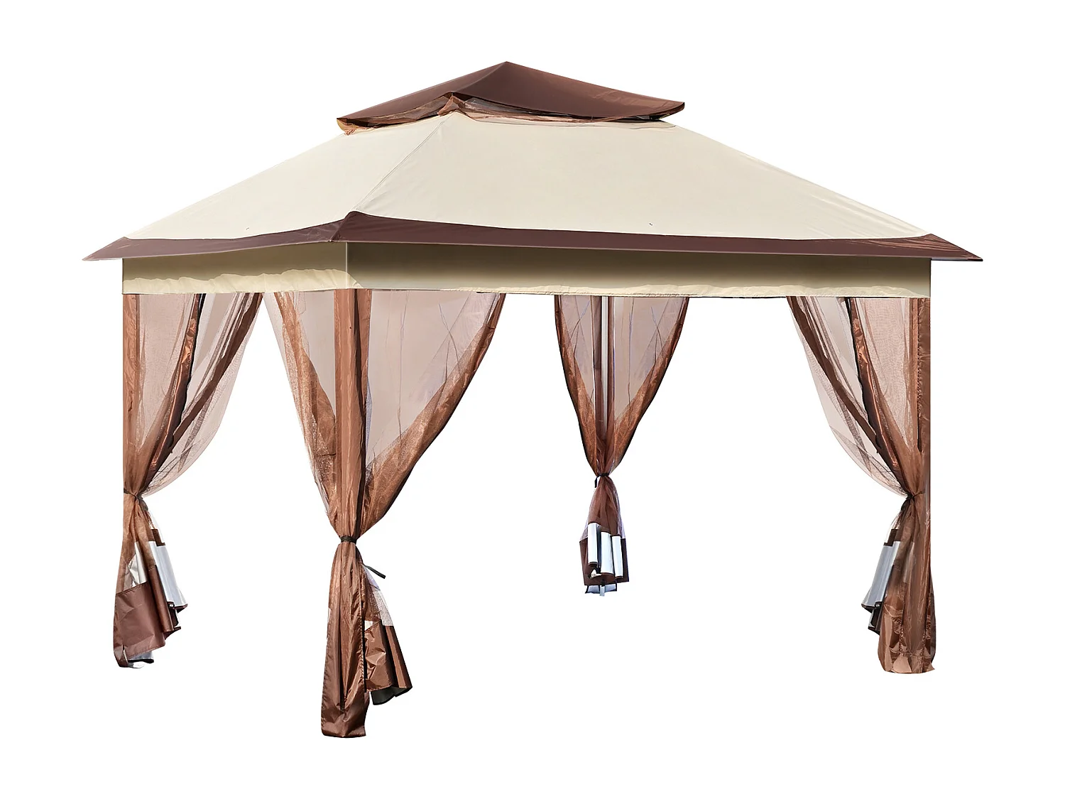 Gartenpavillon SucceBuy Klappbares Gartenzelt 335,28 x 335,28 cm Mit Netzgewebe, Geeignet Für 8 Bis 10 Personen