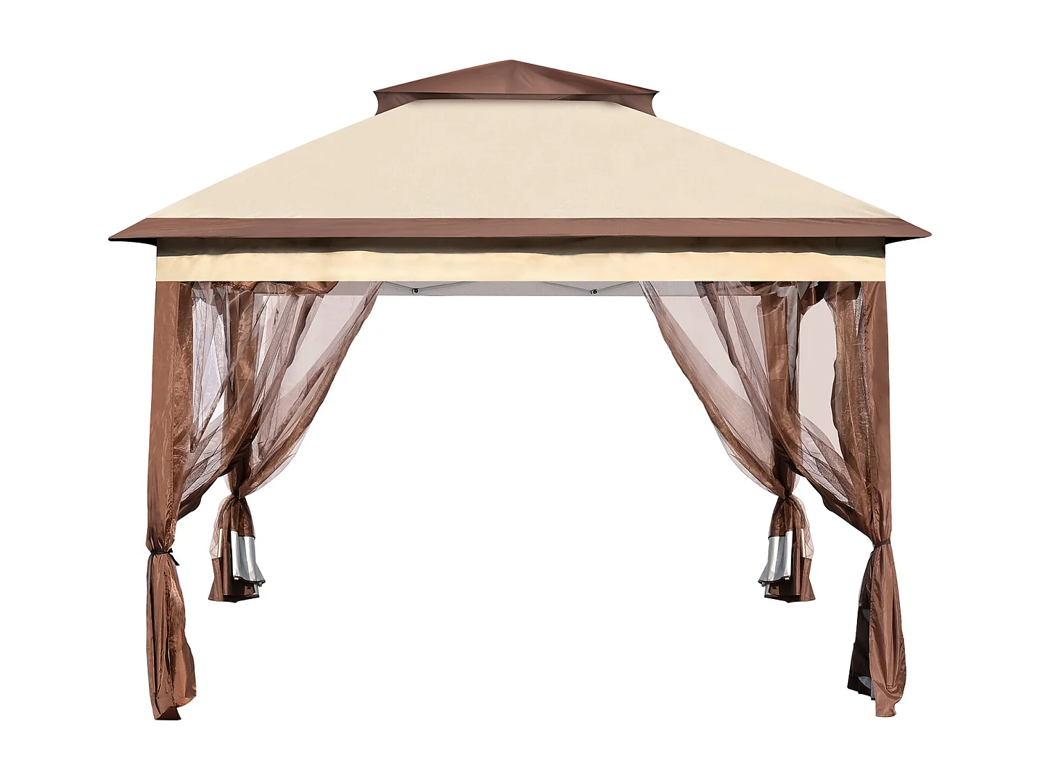 Gartenpavillon SucceBuy Klappbares Gartenzelt 335,28 x 335,28 cm Mit Netzgewebe, Geeignet Für 8 Bis 10 Personen