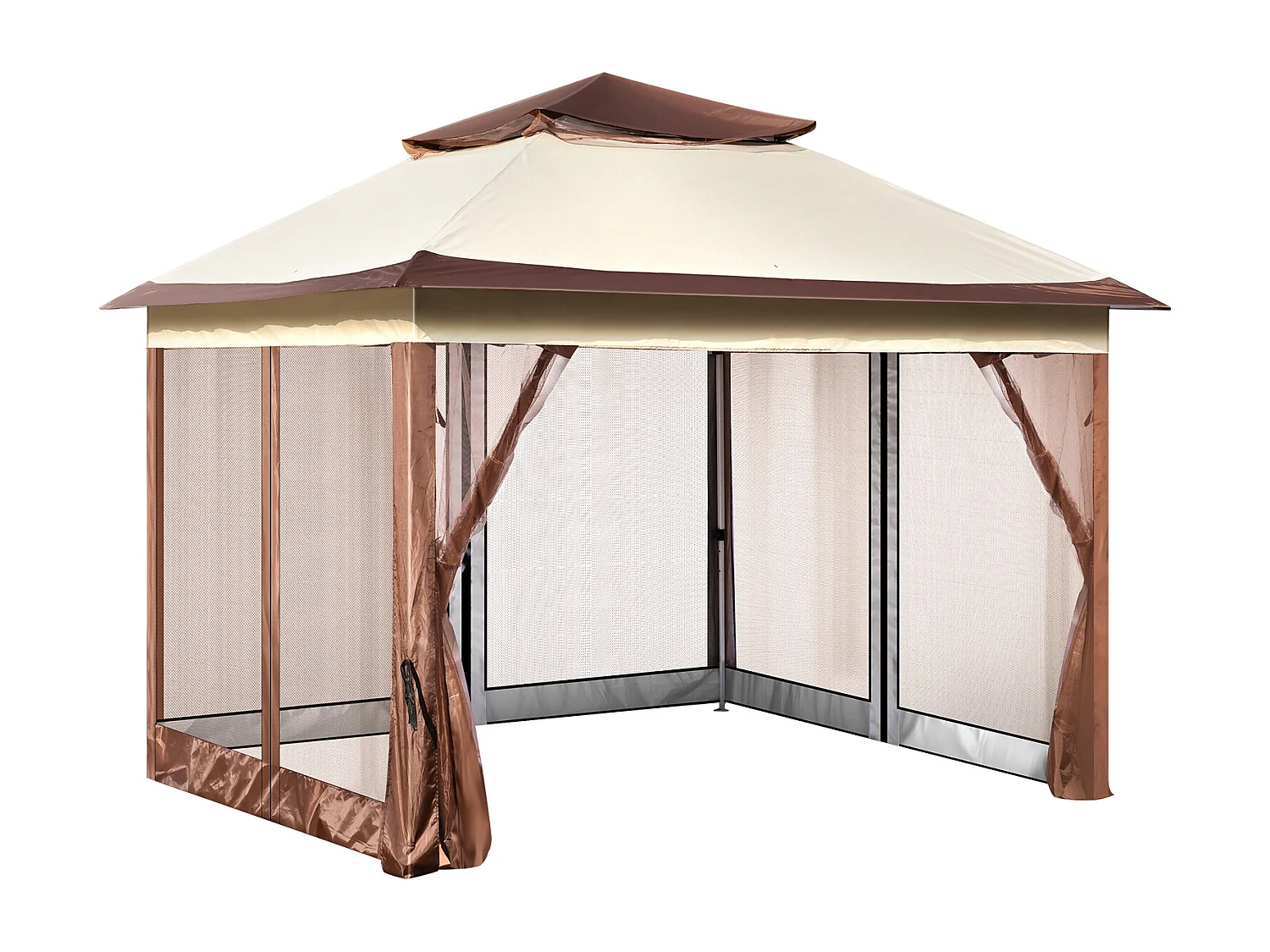 Gartenpavillon SucceBuy Klappbares Gartenzelt 335,28 x 335,28 cm Mit Netzgewebe, Geeignet Für 8 Bis 10 Personen