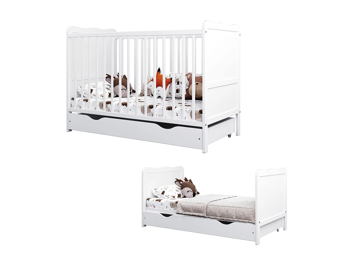 Lit bébé évolutif avec tiroir - LOUISE - 120x60 cm