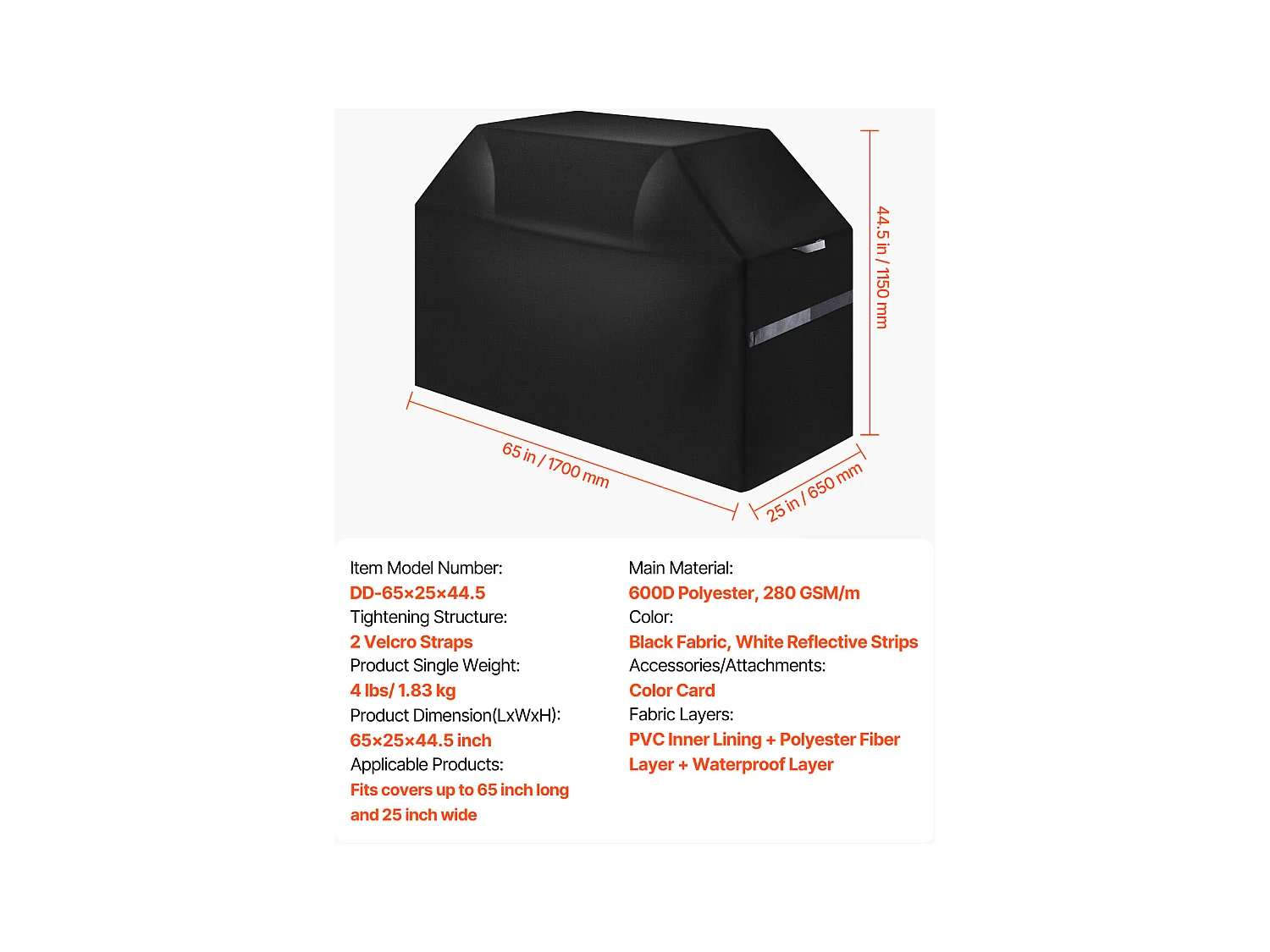 Housse de Barbecue SucceBuy, Résistante et Imperméable pour Extérieur, 170cm, Fabriquée en Polyester 600D Durable