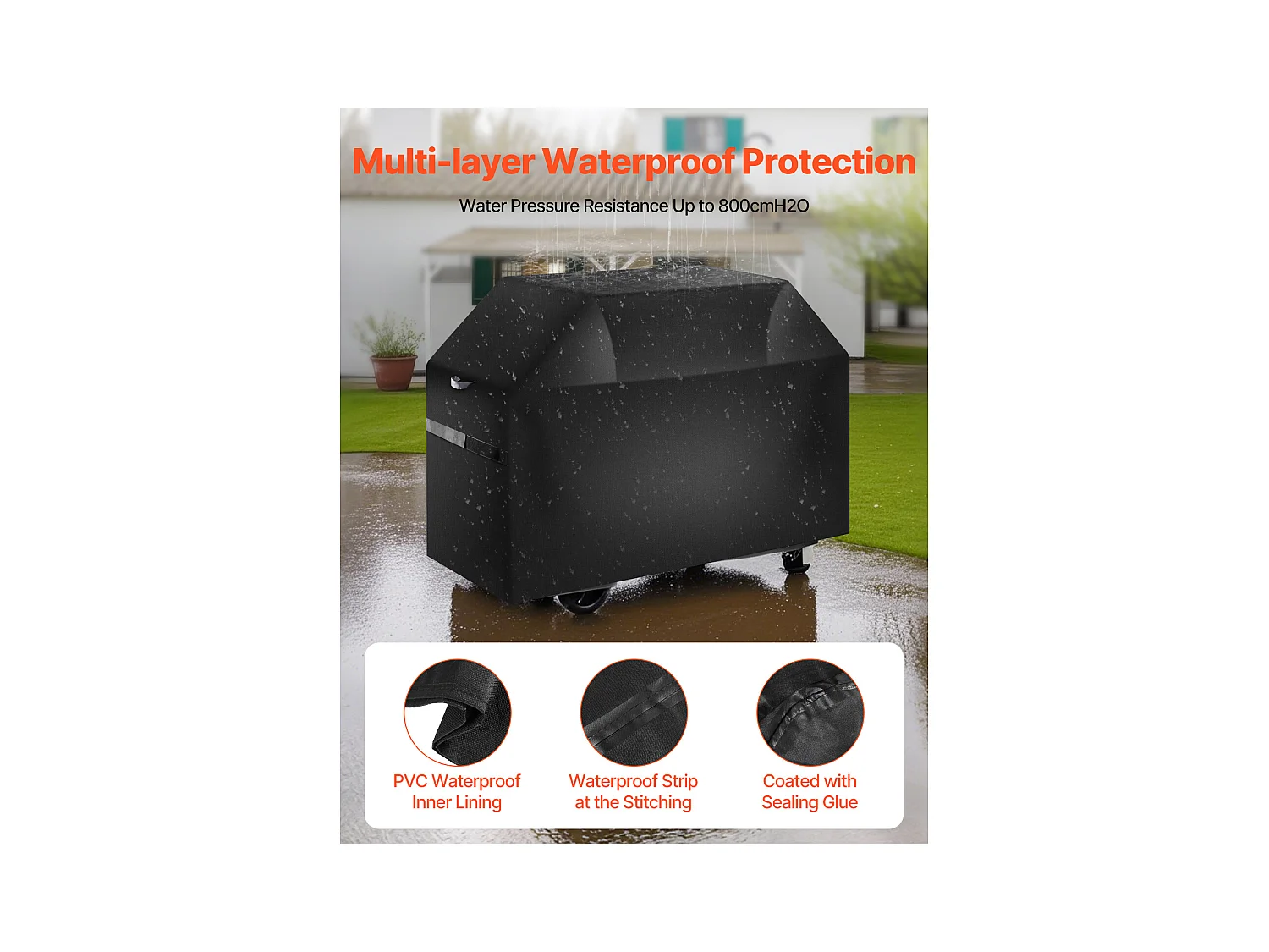 Housse de Barbecue SucceBuy, Résistante et Imperméable pour Extérieur, 170cm, Fabriquée en Polyester 600D Durable