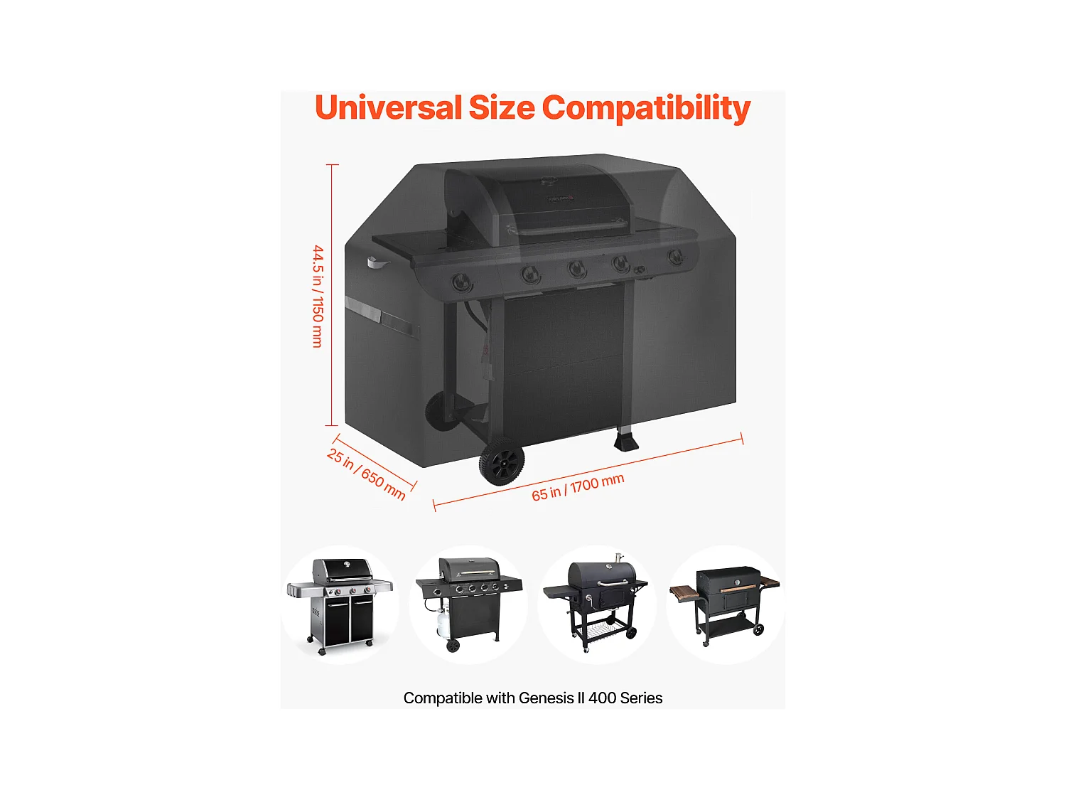 Housse de Barbecue SucceBuy, Résistante et Imperméable pour Extérieur, 170cm, Fabriquée en Polyester 600D Durable