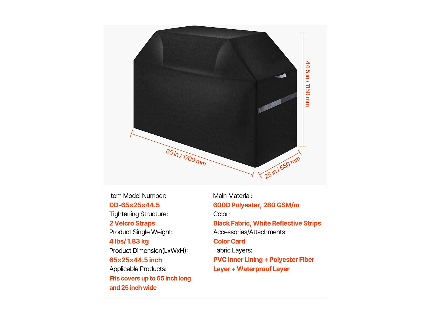 Housse de Barbecue SucceBuy, Résistante et Imperméable pour Extérieur, 170cm, Fabriquée en Polyester 600D Durable