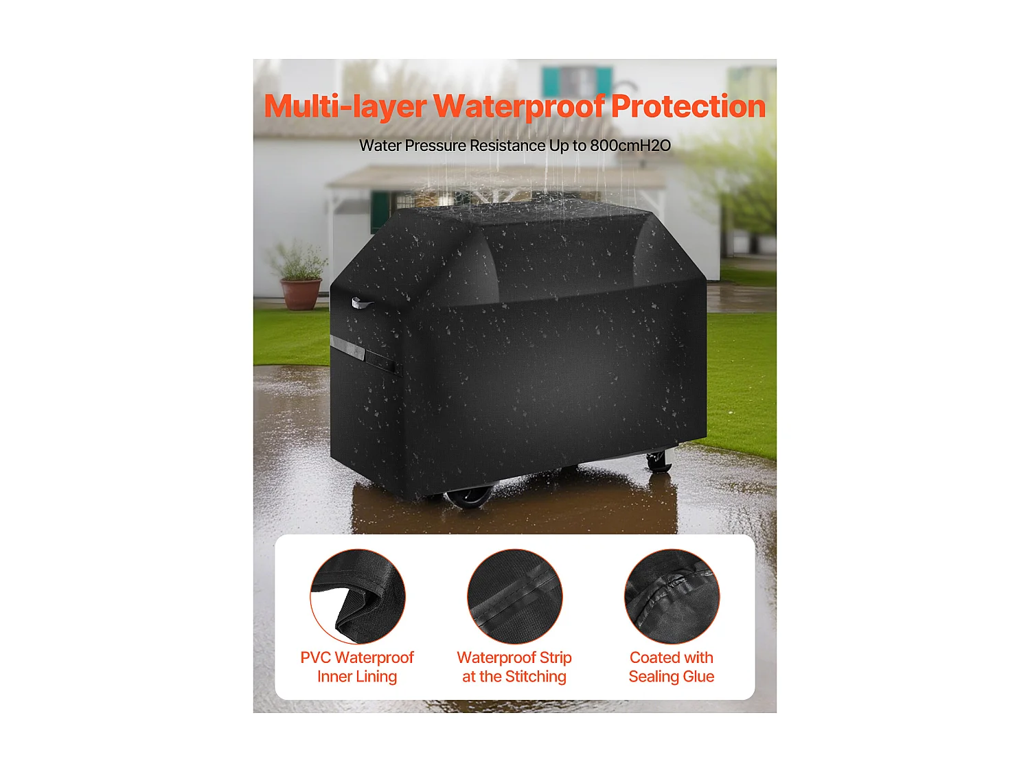 Housse de Barbecue SucceBuy, Résistante et Imperméable pour Extérieur, 170cm, Fabriquée en Polyester 600D Durable