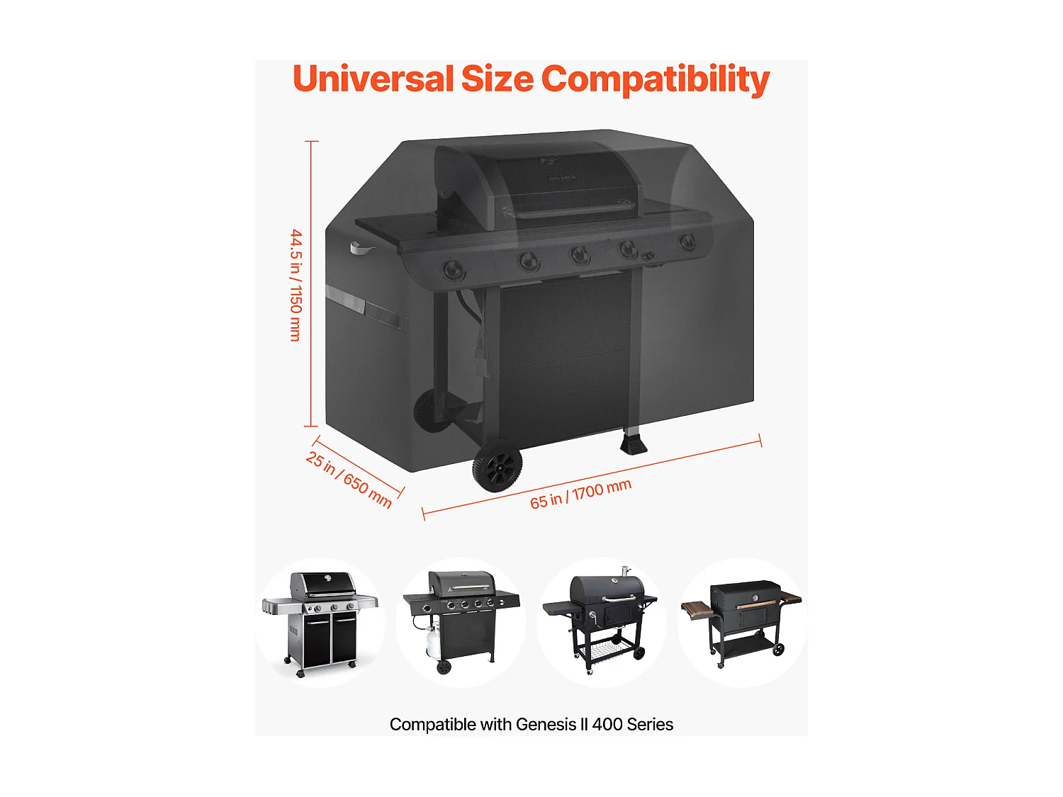 Housse de Barbecue SucceBuy, Résistante et Imperméable pour Extérieur, 170cm, Fabriquée en Polyester 600D Durable