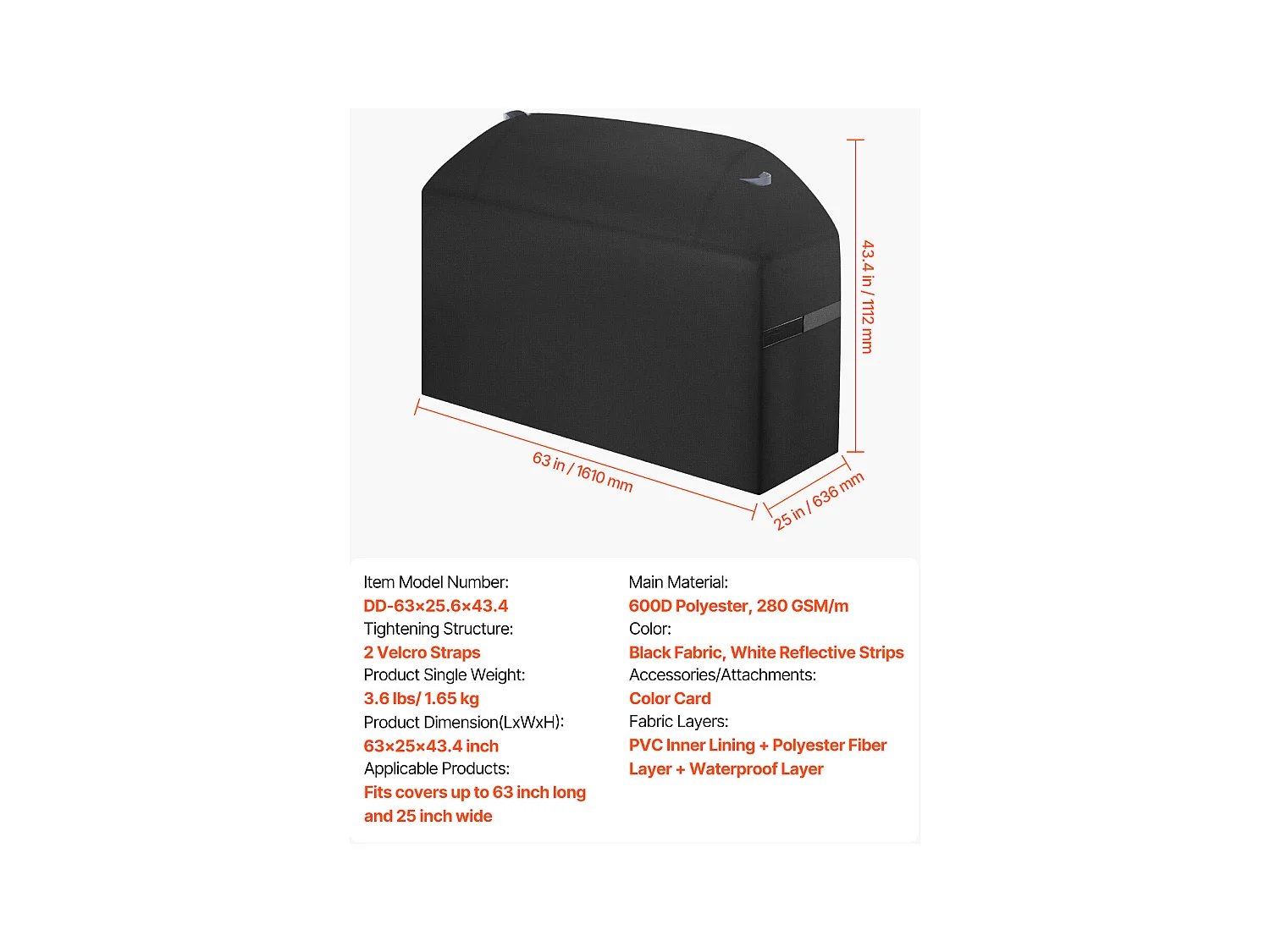 Housse de Barbecue SucceBuy, Résistante et Imperméable pour Extérieur, 161cm, Fabriquée en Polyester 600D Durable