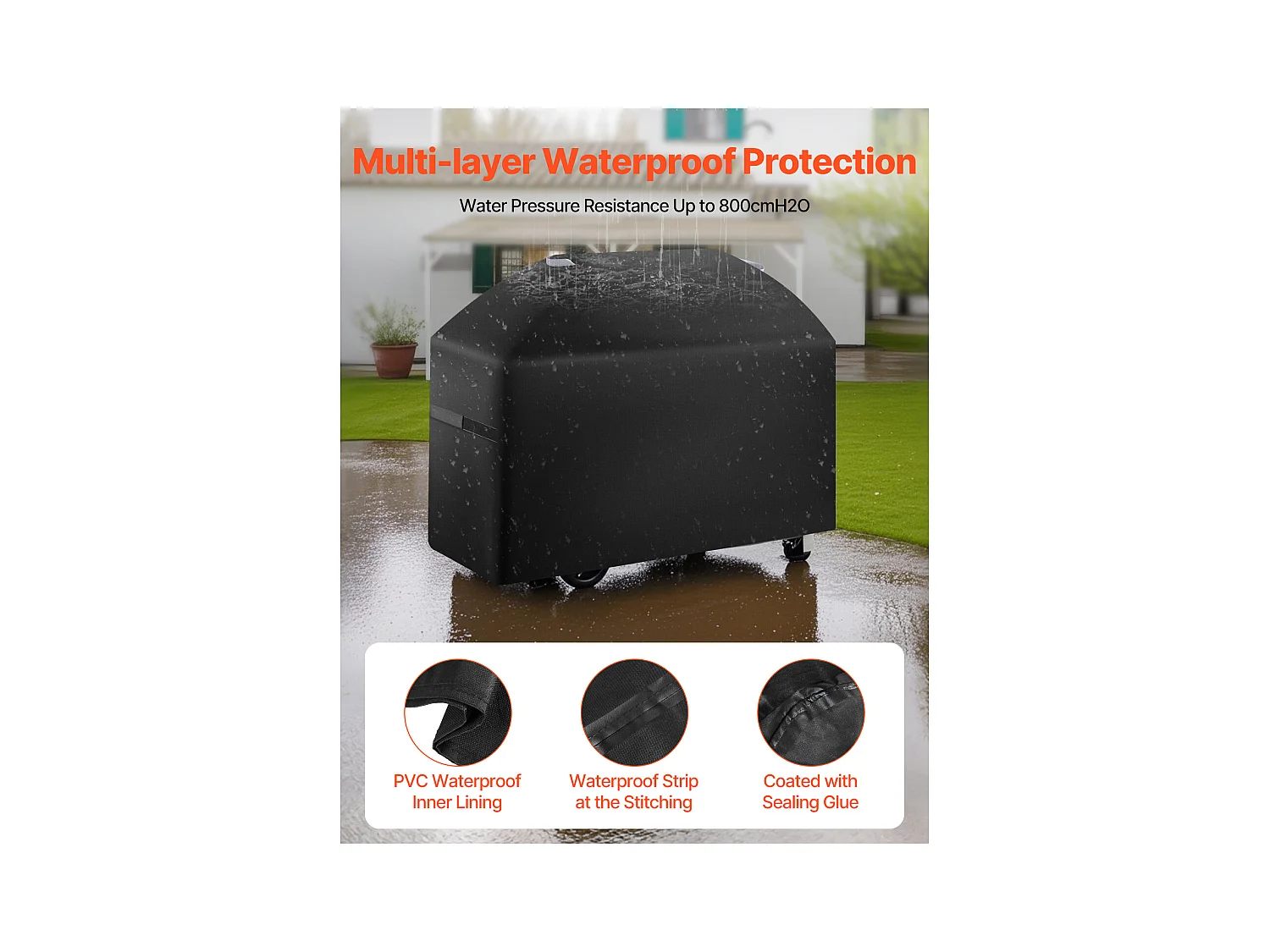 Housse de Barbecue SucceBuy, Résistante et Imperméable pour Extérieur, 161cm, Fabriquée en Polyester 600D Durable