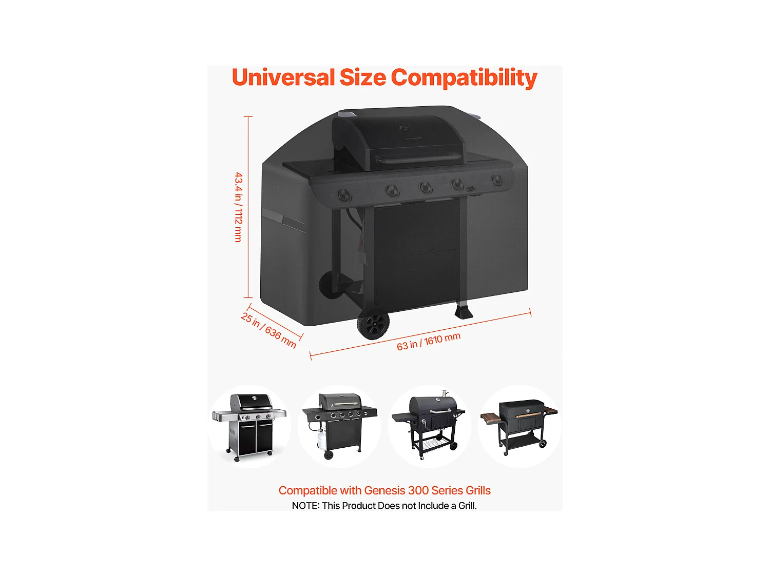 Housse de Barbecue SucceBuy, Résistante et Imperméable pour Extérieur, 161cm, Fabriquée en Polyester 600D Durable