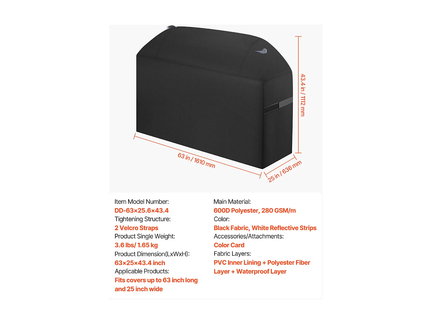 Housse de Barbecue SucceBuy, Résistante et Imperméable pour Extérieur, 161cm, Fabriquée en Polyester 600D Durable