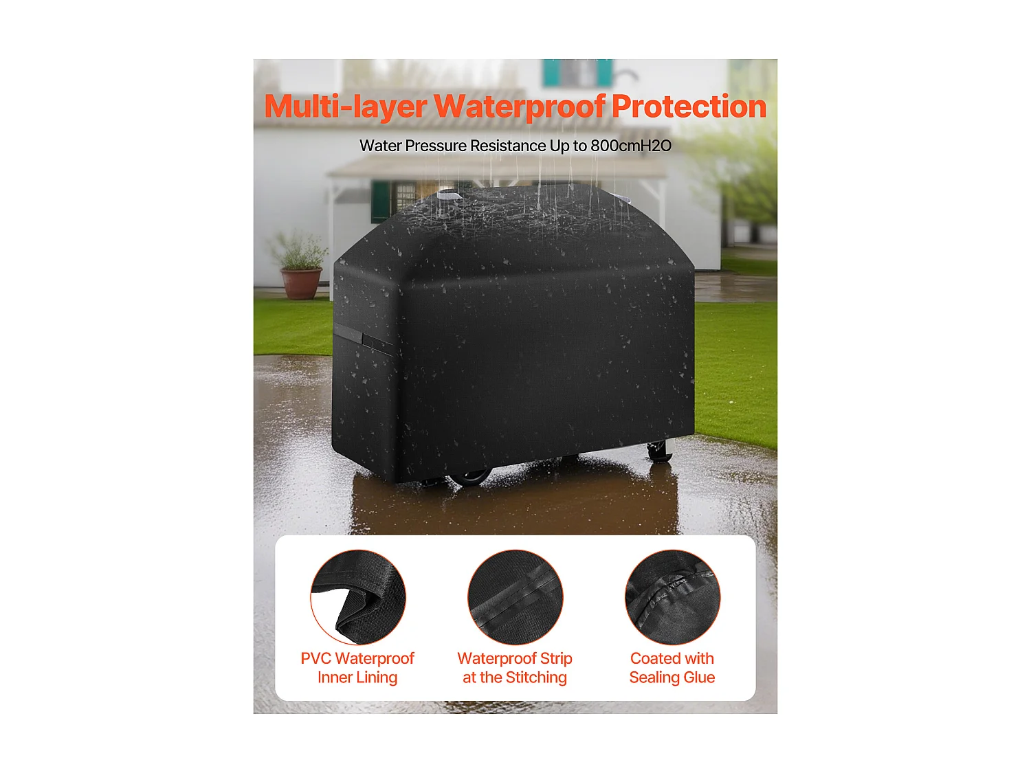 Housse de Barbecue SucceBuy, Résistante et Imperméable pour Extérieur, 161cm, Fabriquée en Polyester 600D Durable