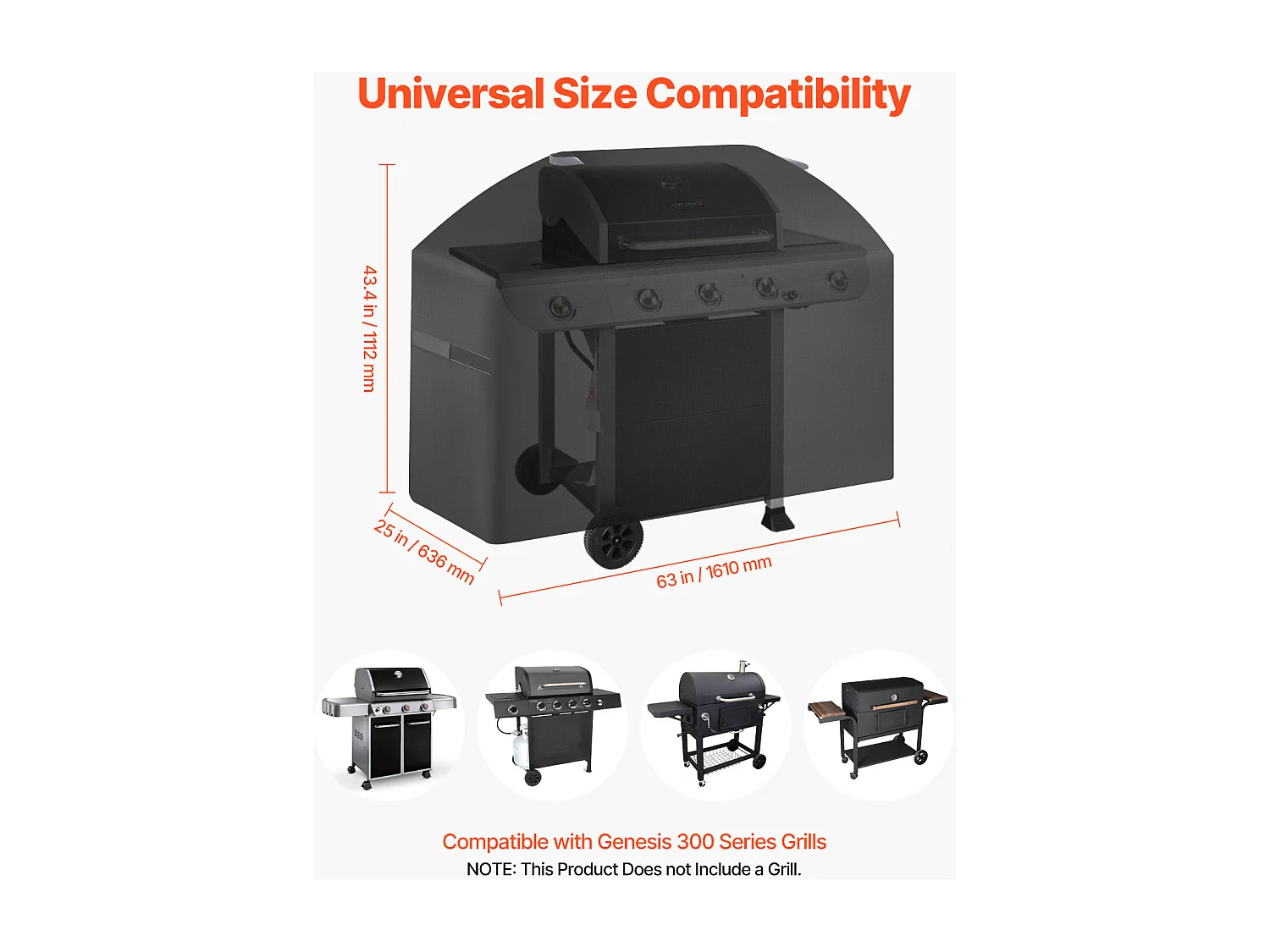 Housse de Barbecue SucceBuy, Résistante et Imperméable pour Extérieur, 161cm, Fabriquée en Polyester 600D Durable