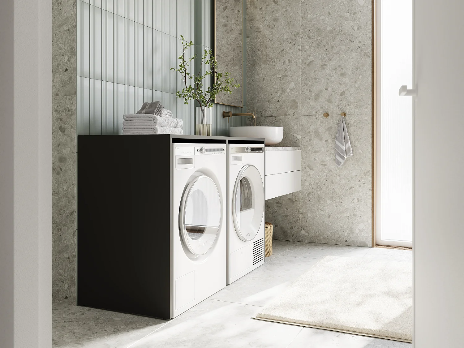 Armoire de machine à laver ou sèche-linge - 130 cm de large - Avec armoire - Armoire pour machine à laver ou sèche-linge